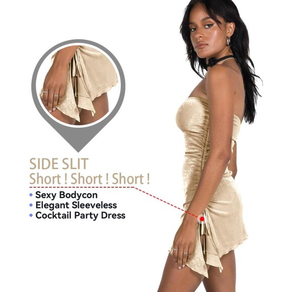 Women’s Sparkly Strapless Bodycon Mini Dress for Parties and Events - Picture 4 of 7